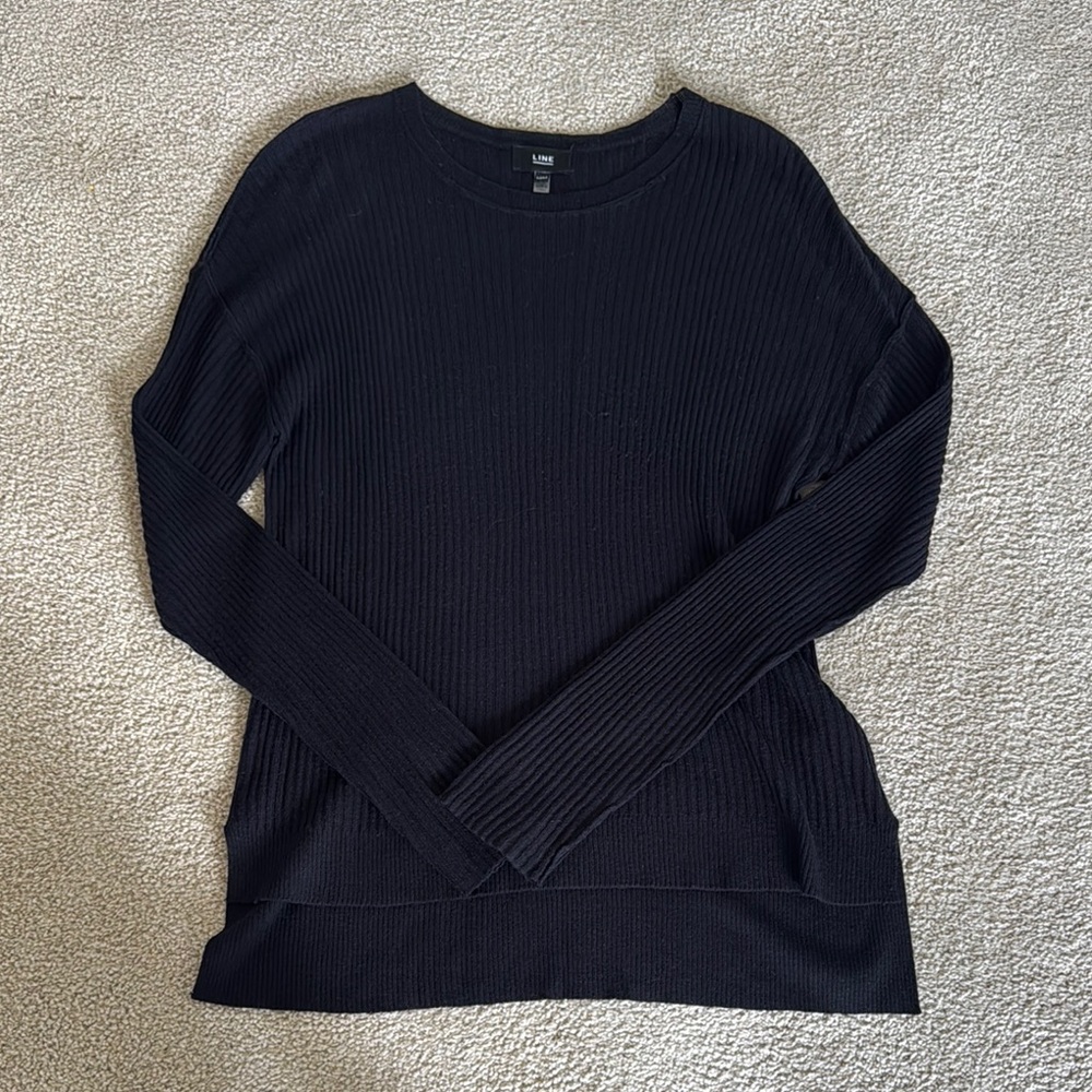 Black Ribbed Long Sleeve Sweater